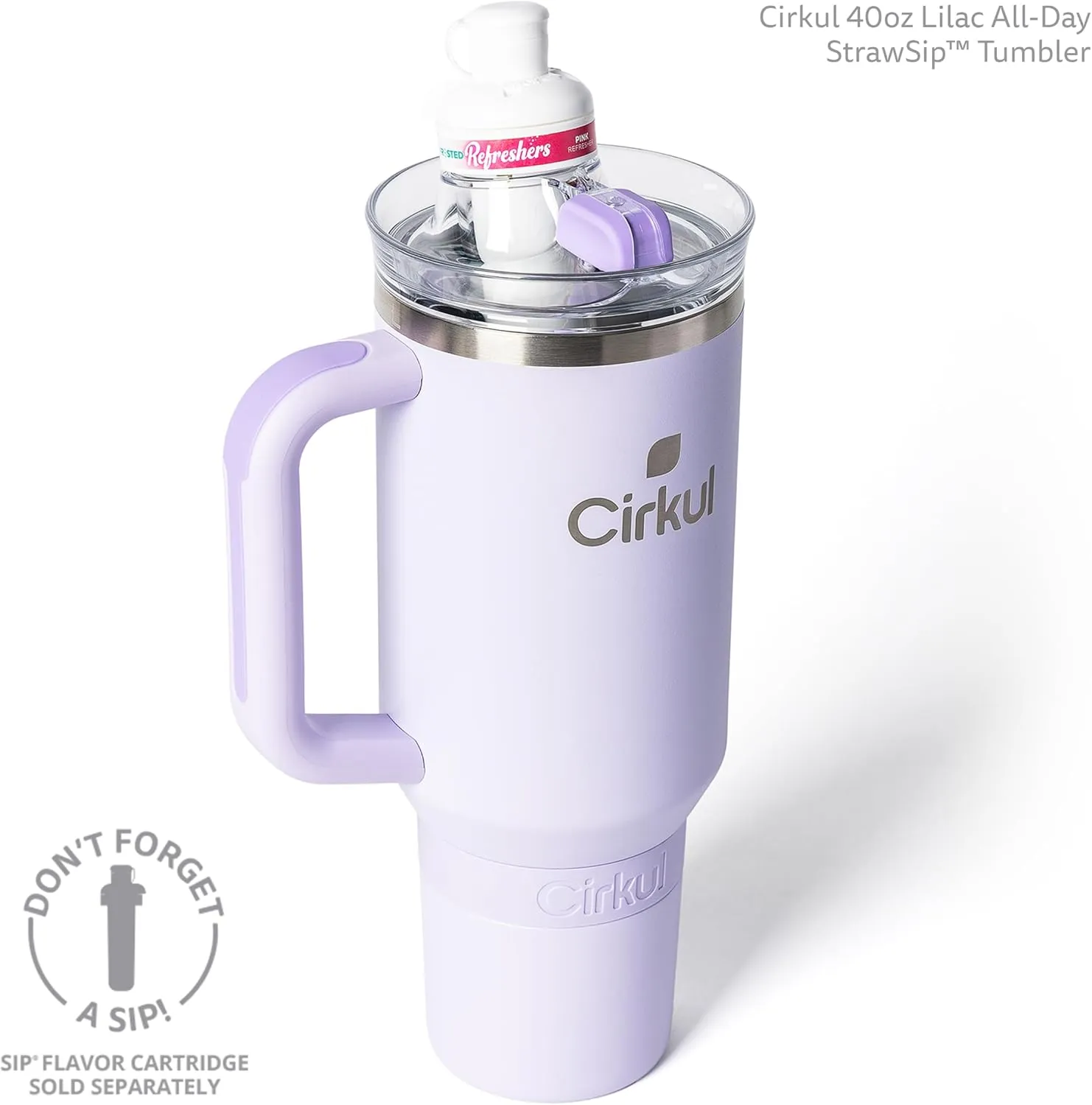 Cirkul 40oz. Lilac Stainless Steel Tumbler with Handle, All-Day StrawSip™, Double-Wall Insulated