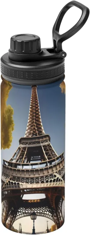 Cityscape Paris Eiffel Tower France Sports Insulated Water Bottle - Premium 18 oz. Stainless Steel Hydration Bottle for Outdoor Enthusiasts
