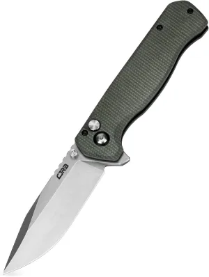 CJRB CUTLERY Folding Pocket Knife Chord(J1927) Flipper Button Lock EDC Gentleman Knife with AR-RPM9 Steel Blade and Green Micarta Handle Foldable Outdoor Carry for Men Women Gift