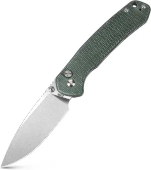 CJRB CUTLERY Pocket Knife Pyrite (J1925L) Button Lock EDC Large Foldable Knife AR-RPM9 Steel Blade and Green Micarta Handle Pink Outdoor for Women Men for Gifts