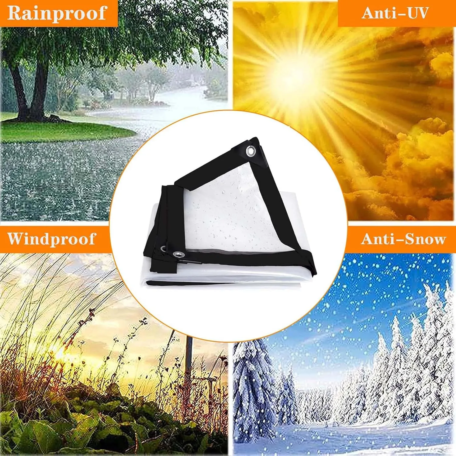 Clear Tarps Heavy Duty Waterproof 6.6x9.8ft, Heavy Duty Poly Tarp Cover Waterproof, UV Resistant, Windproof, Rip and Tear Proof Tarpaulin with Grommets and Reinforced Edges, for Garden
