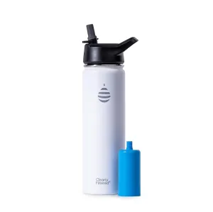 Clearly Filtered 20oz Water Bottle/Targets 220  Contaminants/Double-Wall Insulated Stainless Steel Filtered Water Bottle BPA/BPS-Free Phthalate-Free Filters Fluoride Lead Chlorine (White)