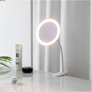 Clip Makeup Mirror with LED Lighted, 1X/3x/5x/7x/10x Rechargeable Magnifying Vanity Mirror with 360° Swivel Support, Bathroom Lighted Makeup Vanity Mirror with 3 Color Lighting(Size:7X) ()