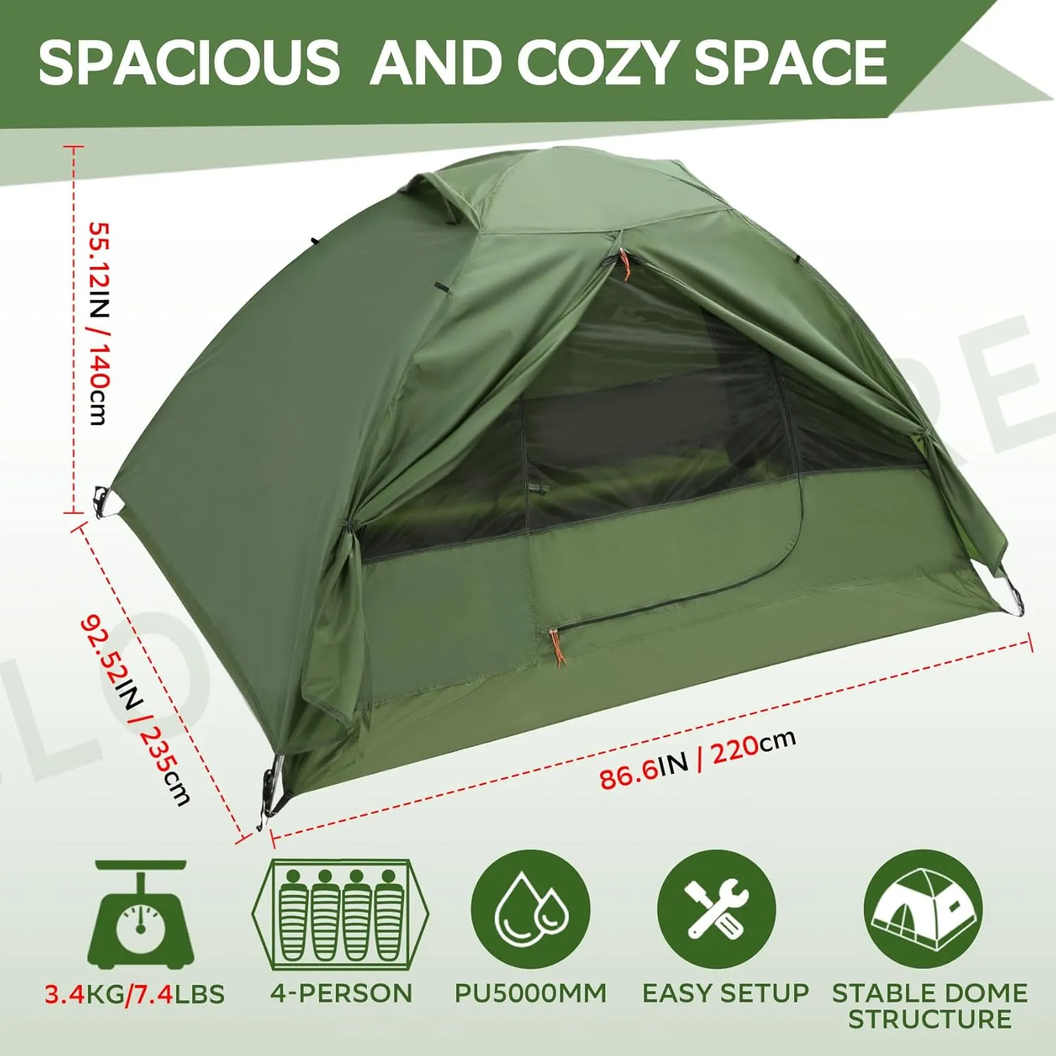Clostnature Crux Lightweight Tent for Backpacking - 1/2/3/4 Person Ultralight Backpacking Tent, Waterproof Easy Setup Camping Tent, Hiking Tent for Outdoor, Hiking and Mountaineering