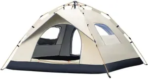 Cloud Mist Ash Camping Tent, 3-4 Person, 83x83x57 inches, 2 Doors 2 Windows, Quick Setup with Storage Bag