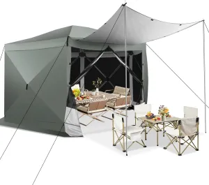 COBIZI Pop Up Gazebo Screen Tent Screen House for Camping, 12x12 Screen Room with Mosquito Netting, Hub Tent Instant Screened Canopy with Carrying Bag and Ground Stakes, Gray