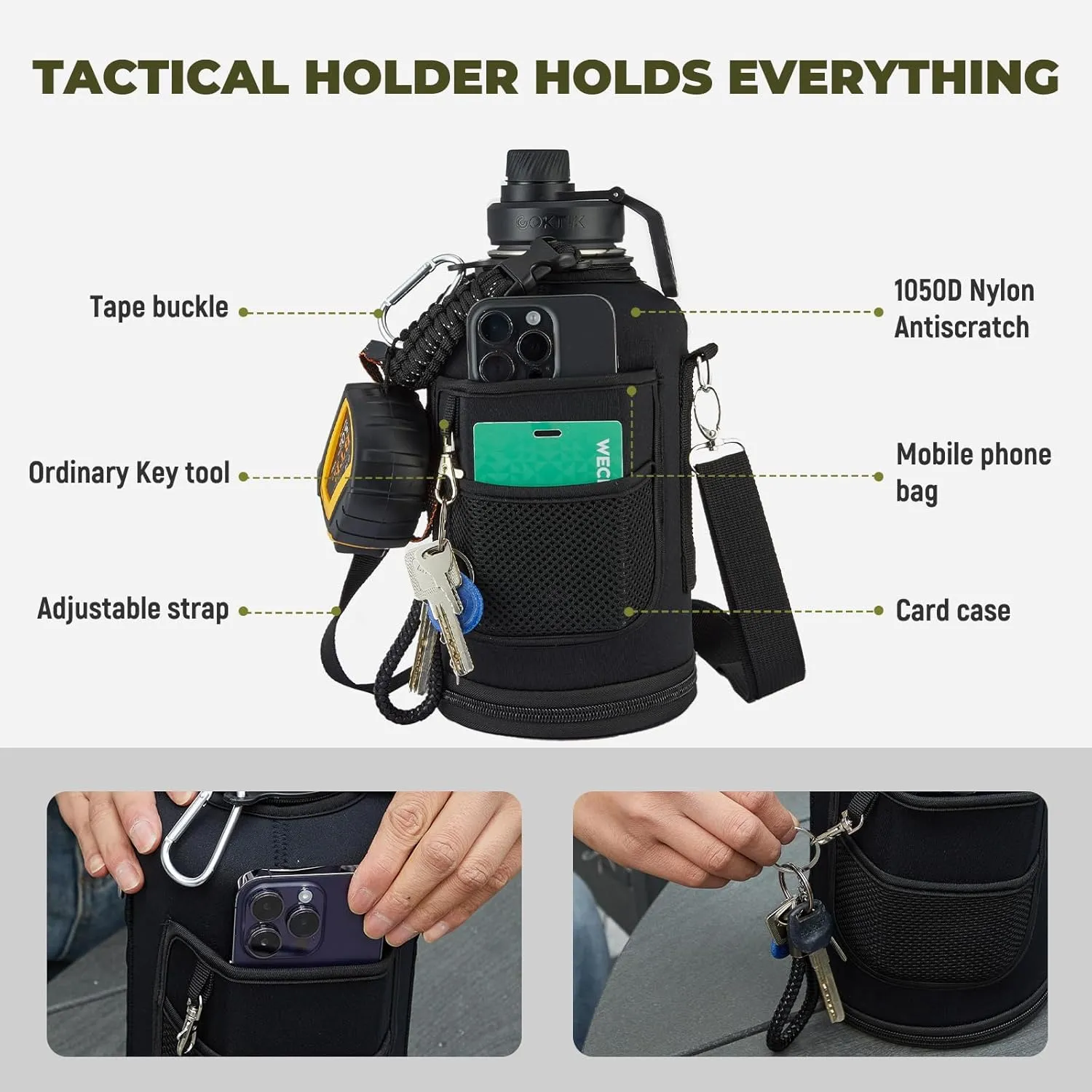 COKTIK 84oz Water Bottle with Straw - Triple Insulated Flask, 48hr Cold Retention Large Water Bottle, Leakproof Water Jug for Gym, Hiking, Camping, Outdoor Sports(Army Green)