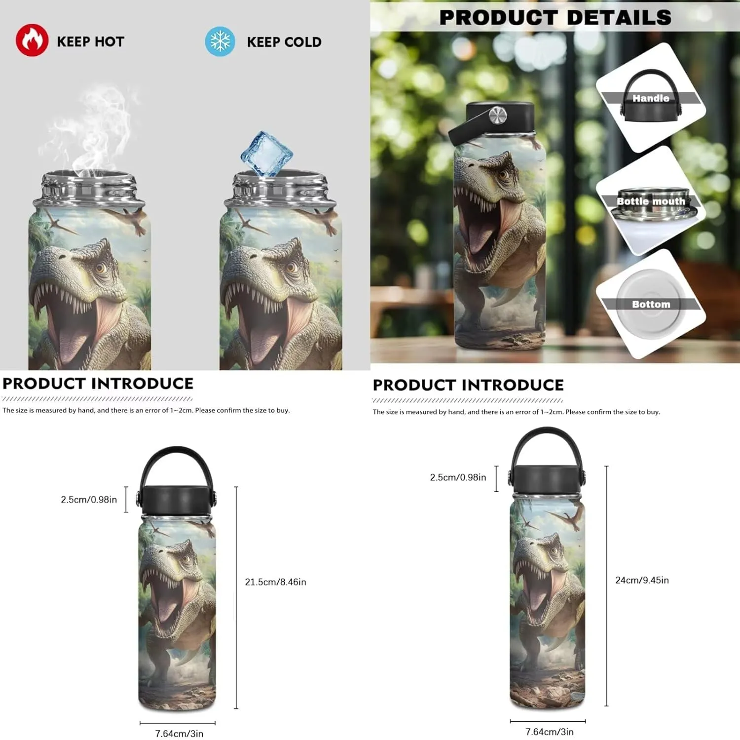 Coldinair 3D Dinosaur School Backpack for Boy Cool School Backpack for Elementary School Boys with Lunch Bag and Pencil Case 4PCS Set Bookbag 17 inch Waterproof School Bag with Front Zipper Pocket