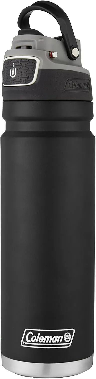 Coleman Autoseal FreeFlow Stainless Steel Water Bottle, Black, 24oz