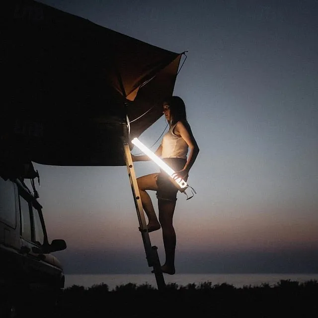 Collapsible Outdoor LED Camping Lantern USB Powered Portable Inflatable Folding Night Light 85CM 48leds Super Bright Camping Light Tent Camping Outdoor Party Lighting