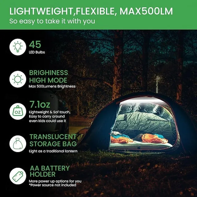 Collapsible Outdoor LED Camping Lantern USB Powered Portable Inflatable Folding Night Light 85CM 48leds Super Bright Camping Light Tent Camping Outdoor Party Lighting