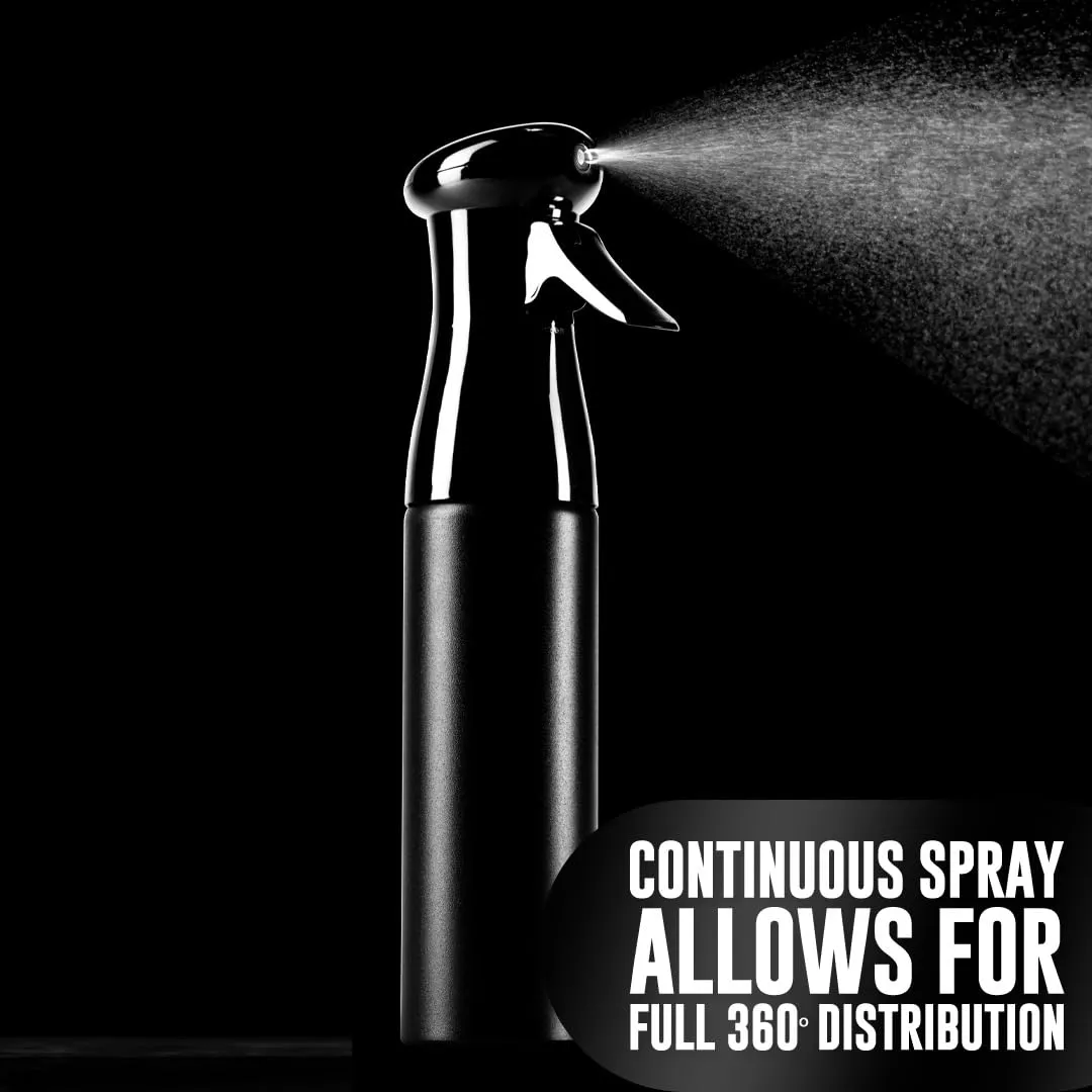 Colortrak Luminous Spray Bottle, 250ml/8.5oz Bottle with Full 360° Distribution, Easy-Use Pump, Quick View Window to Monitor Water Level, Eco-Friendly, Black