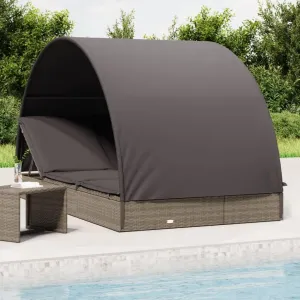 Comfortable 2-Person Sunbed with Adjustable Round Roof, Relaxation in Your Backyard or by The Pool, Gray