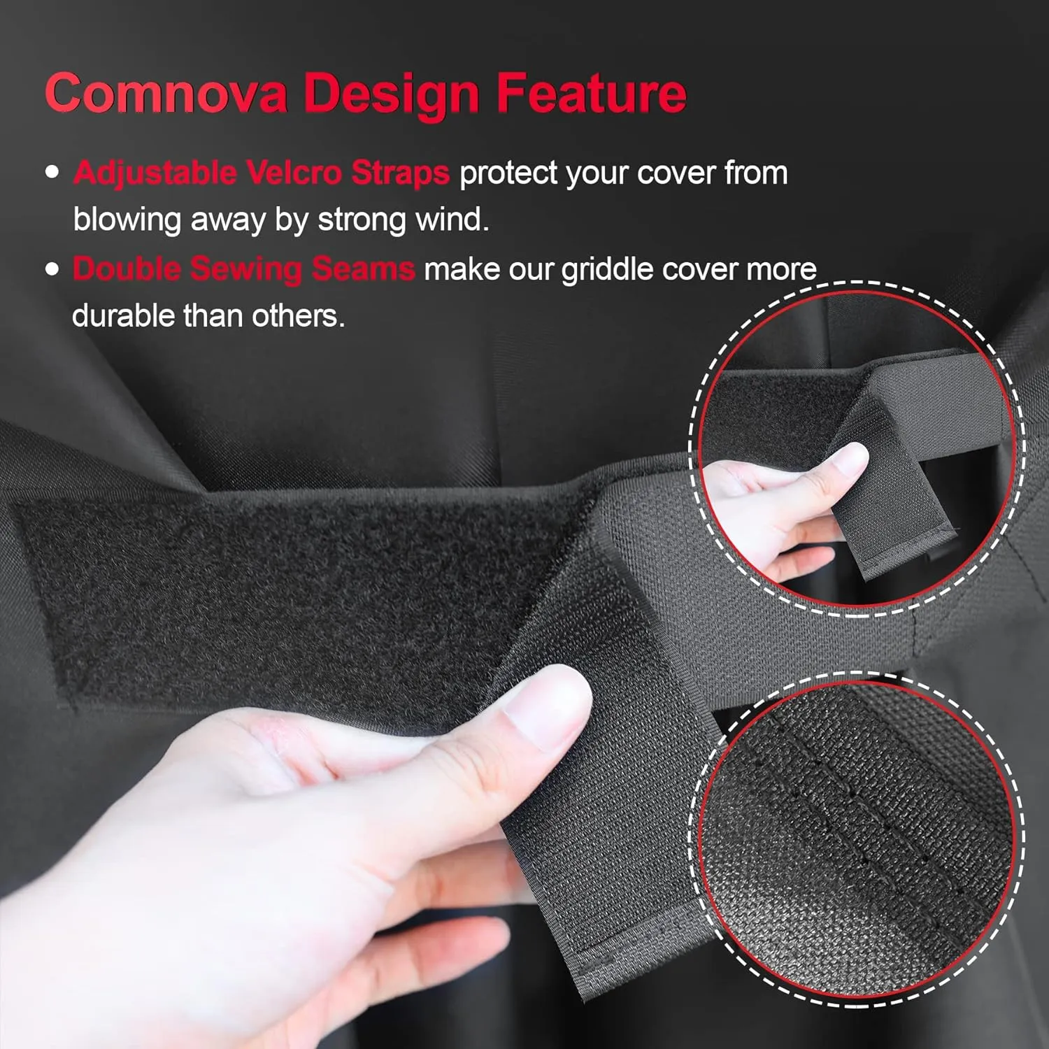Comnova Griddle Cover for Blackstone 22 Inch 17 Inch Griddle with Hood and Stand - 600D Flat Top Grill Cover for Blackstone 22" 17" Griddle on Stand and 22" Adventure Ready, Heavy Duty & Waterproof