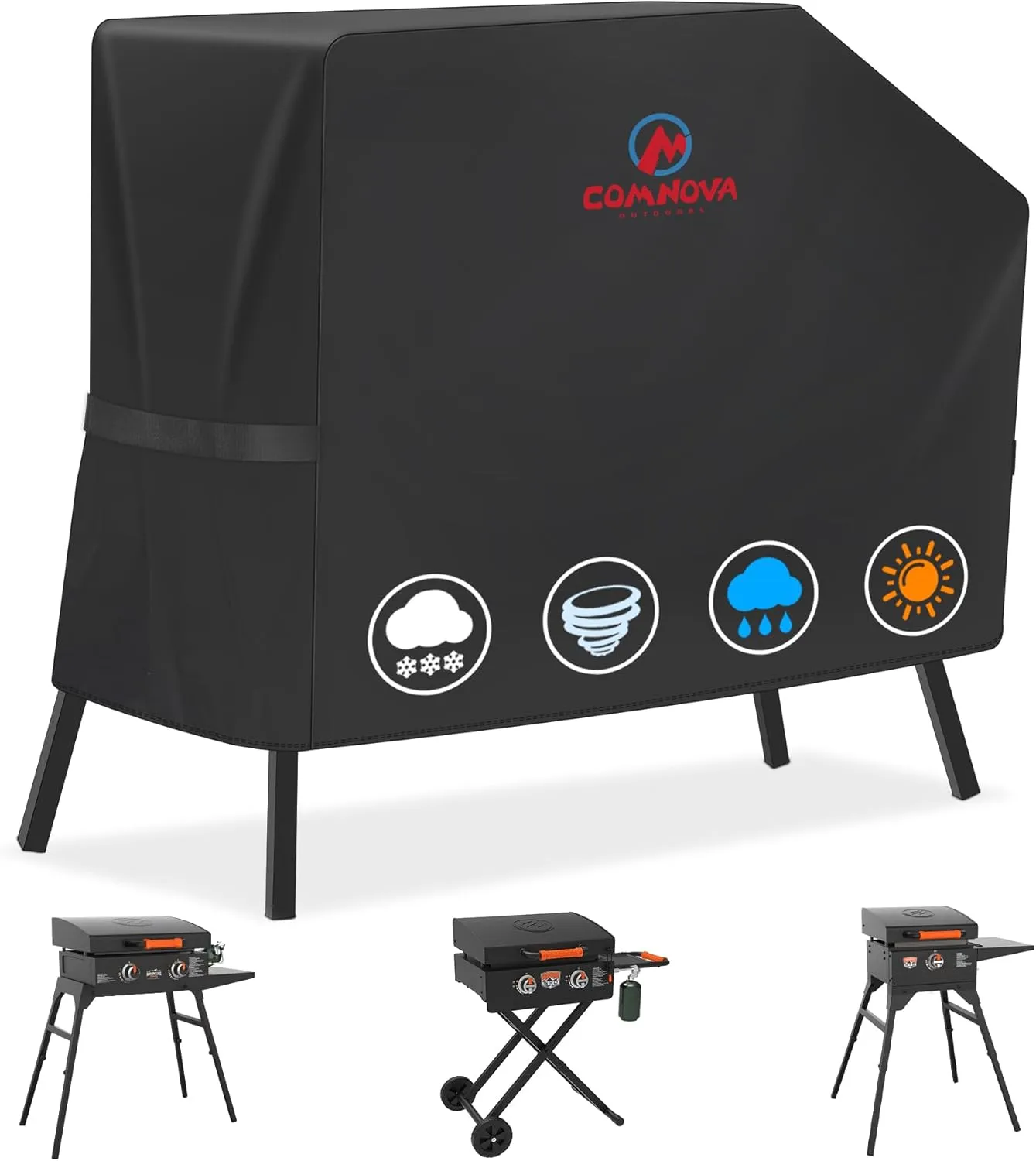 Comnova Griddle Cover for Blackstone 22 Inch 17 Inch Griddle with Hood and Stand - 600D Flat Top Grill Cover for Blackstone 22" 17" Griddle on Stand and 22" Adventure Ready, Heavy Duty & Waterproof