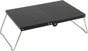 Compact Folding Camping Table, Ultralight Aluminum Beach Table with Anti-Slip Design and Arc-Shaped Bracket, Portable Collapsible Table for Outdoor Picnic, Traveling (Black)