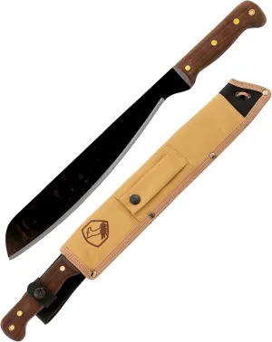 Condor Tool & Knife Australian Army Heavy Duty Machete - 1075 High Carbon Steel - Walnut Handle - Canvas Sheath with Leather Belt Loop - Cutlass Machete - 4.5mm Thick - 12.9in Blade - 23.3oz
