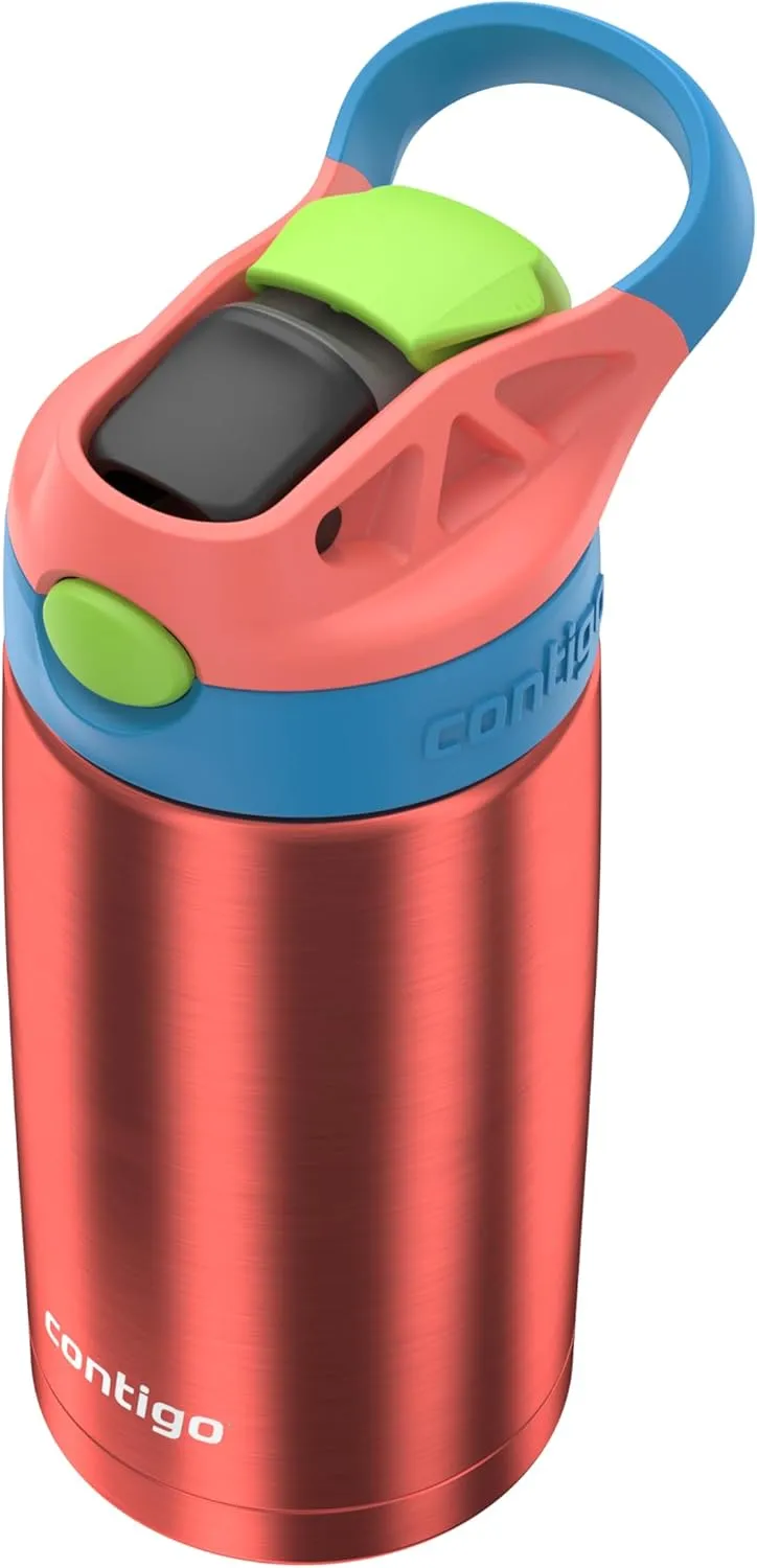 Contigo AUTOSPOUT Water Bottle, 13 oz, Coral Blue/Poppy