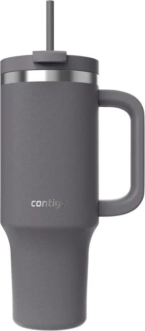 Contigo Tumbler 1200 ml with handle | Stainless Steel Vacuum Insulated Water Bottle with Straw and Lid | Cold for 29 hours | Travel Mug | Thermal Flask | BPA Free | Darkstone