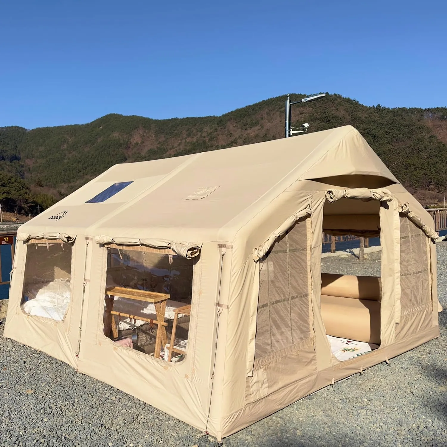 Coody | Rbm Outdoors Koala/Hub/Octopus Inflatable Tents for Camping with Stove Jack, 2/8/10 Person Luxury Canvas Blow Up Tent, 2 Room, Easy Setup Casa de Campaña, Large Inflatable House with Pump