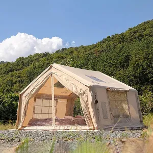 Coody | Rbm Outdoors Koala/Hub/Octopus Inflatable Tents for Camping with Stove Jack, 2/8/10 Person Luxury Canvas Blow Up Tent, 2 Room, Easy Setup Casa de Campaña, Large Inflatable House with Pump