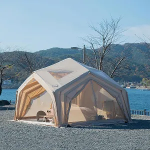 Coody | Rbm Outdoors Koala/Hub/Octopus Inflatable Tents for Camping with Stove Jack, 2/8/10 Person Luxury Canvas Blow Up Tent, 2 Room, Easy Setup Casa de Campaña, Large Inflatable House with Pump