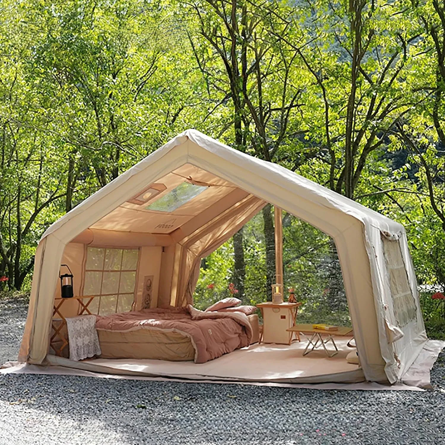 Coody | Rbm Outdoors Koala/Hub/Octopus Inflatable Tents for Camping with Stove Jack, 2/8/10 Person Luxury Canvas Blow Up Tent, 2 Room, Easy Setup Casa de Campaña, Large Inflatable House with Pump