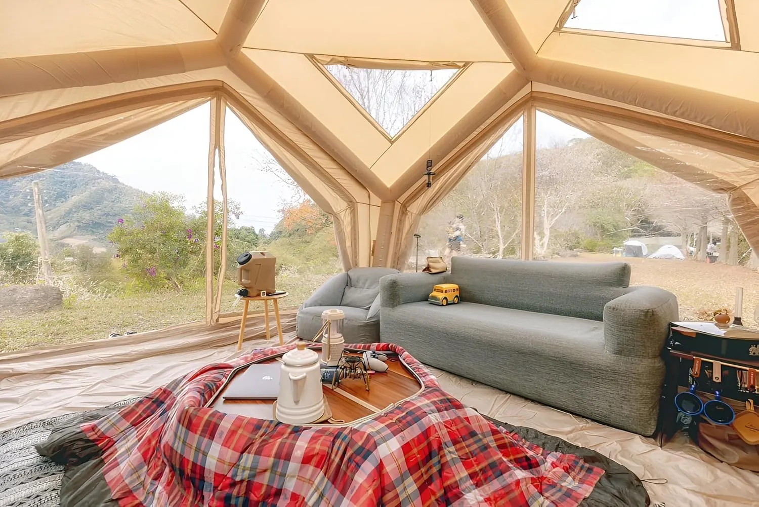 Coody | Rbm Outdoors Koala/Hub/Octopus Inflatable Tents for Camping with Stove Jack, 2/8/10 Person Luxury Canvas Blow Up Tent, 2 Room, Easy Setup Casa de Campaña, Large Inflatable House with Pump