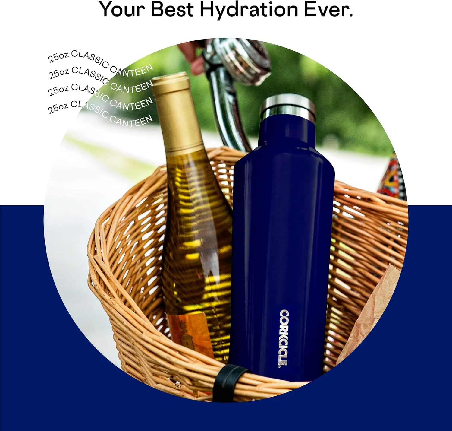Corkcicle Classic Canteen Insulated Tumbler, Gloss Midnight Navy, 25 oz – Reusable Water Bottle Keeps Beverages Cold for 25 Hours & Hot 12 Hours – Cupholder Friendly Tumbler with Screw-On Cap
