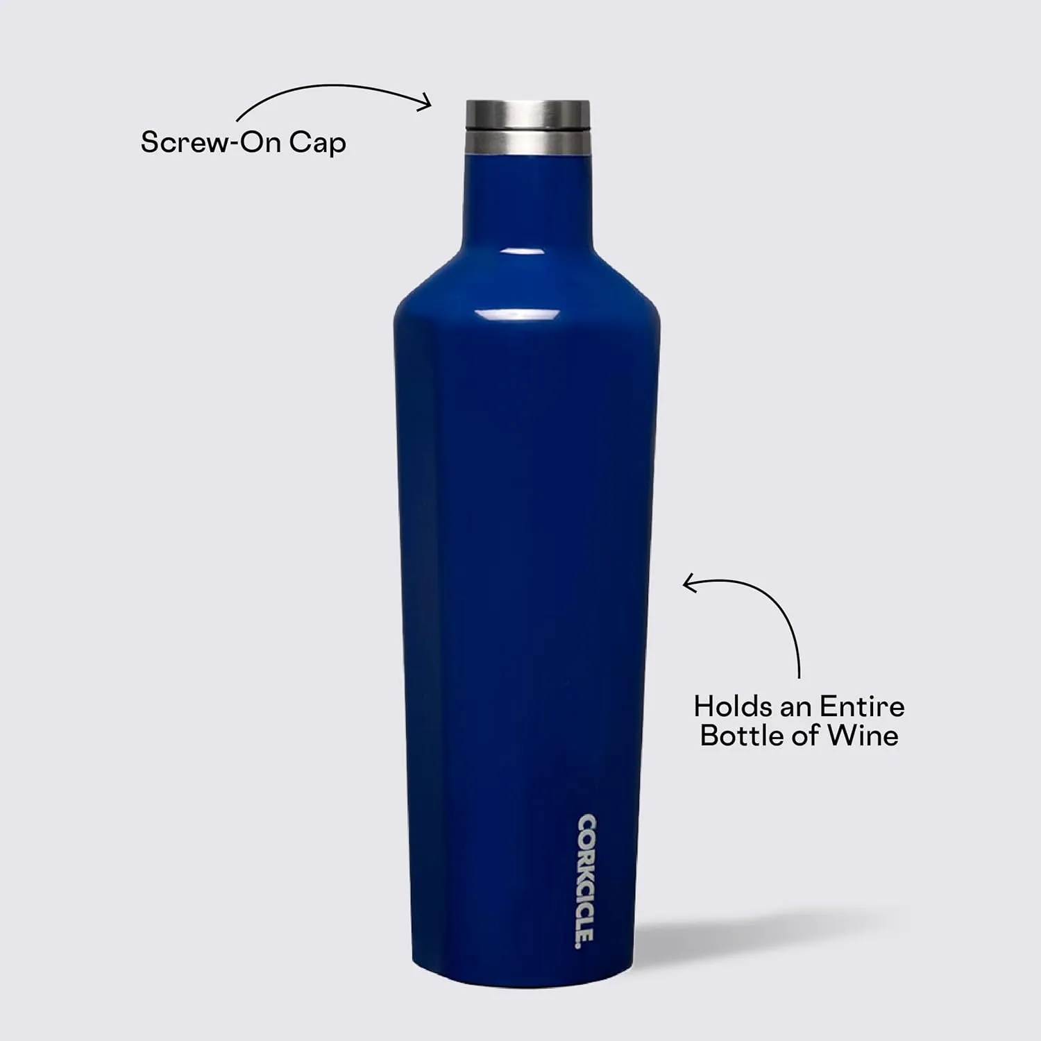 Corkcicle Classic Canteen Insulated Tumbler, Gloss Midnight Navy, 25 oz – Reusable Water Bottle Keeps Beverages Cold for 25 Hours & Hot 12 Hours – Cupholder Friendly Tumbler with Screw-On Cap