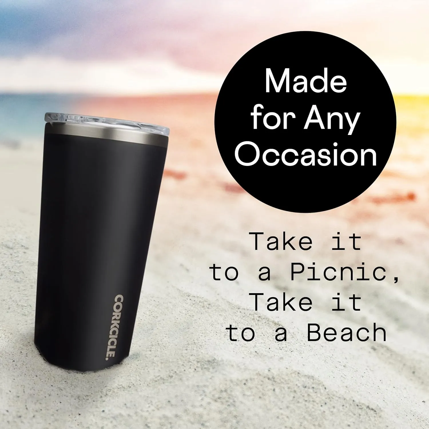 Corkcicle Classic Triple Insulated Coffee Mug with Lid, Matte Black, 16 oz – Stainless Steel Travel Tumbler Keeps Beverages Cold 9 hrs, Hot 3hrs – Cupholder Friendly Travel Coffee Tumbler