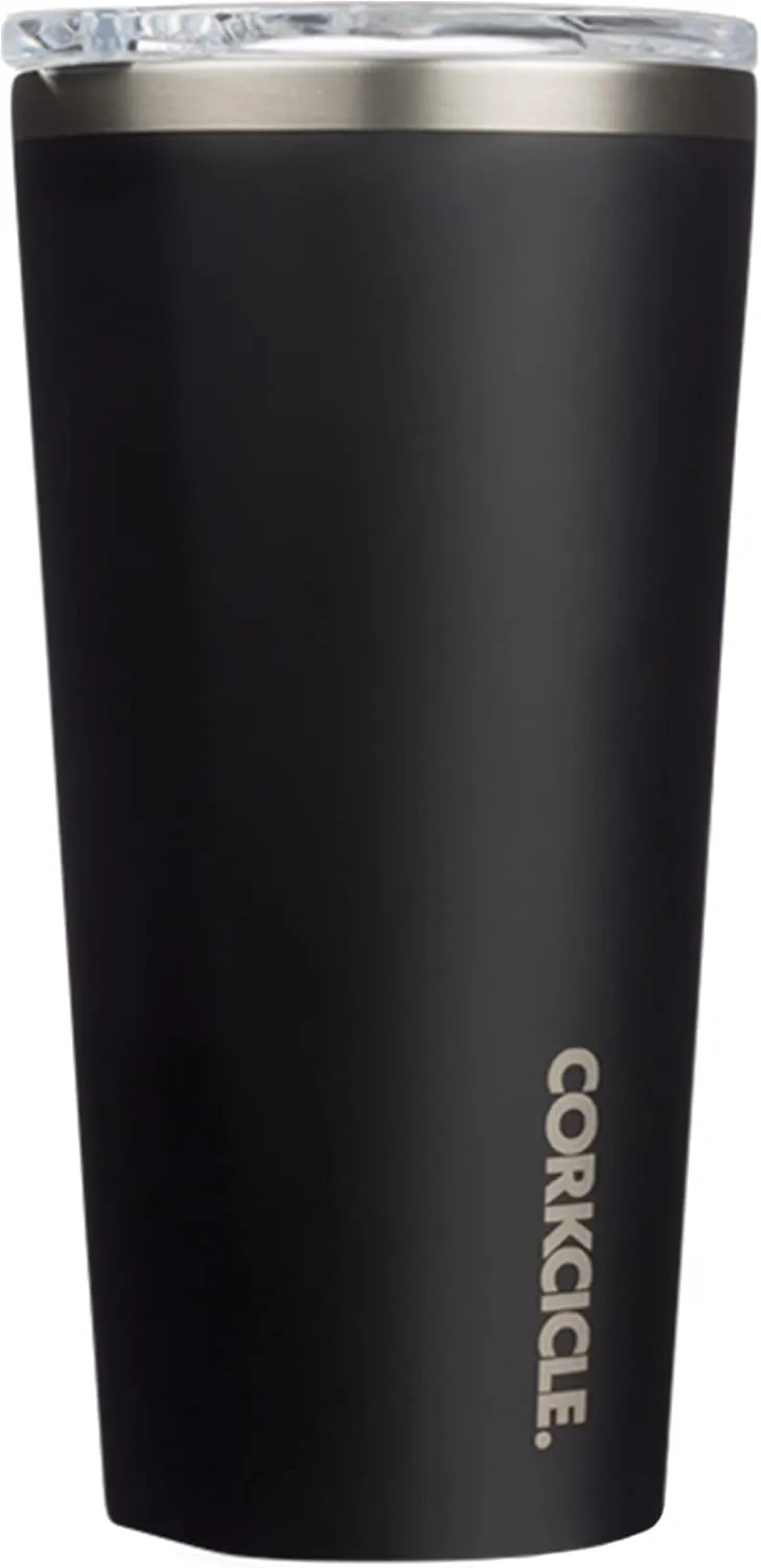 Corkcicle Classic Triple Insulated Coffee Mug with Lid, Matte Black, 16 oz – Stainless Steel Travel Tumbler Keeps Beverages Cold 9 hrs, Hot 3hrs – Cupholder Friendly Travel Coffee Tumbler