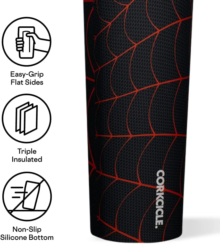 Corkcicle Marvel Spiderman Miles Morales, 20 oz Insulated Water Bottle, Metal Stainless Steel, BPA Free Reusable Cup, Leak-Proof Quick Sip Sport Lid for easy drinking, Sports Bottle
