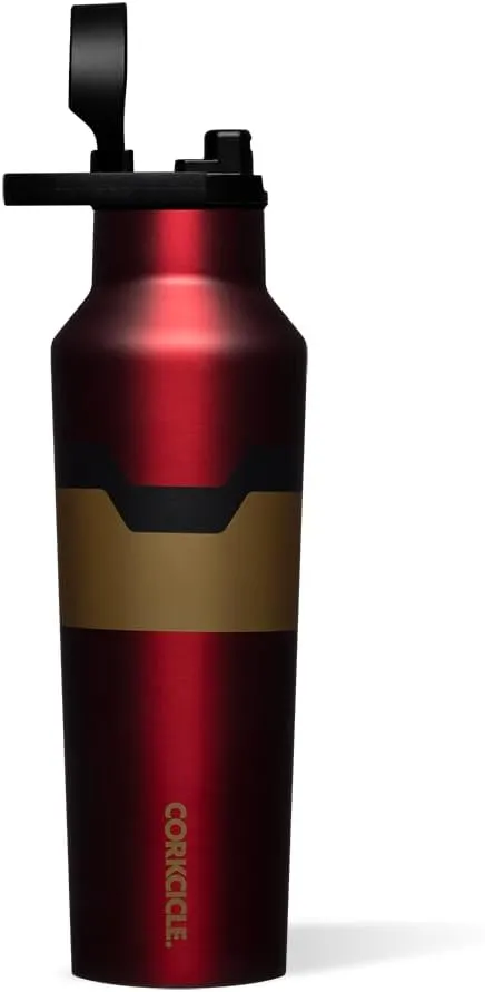Corkcicle x Marvel Iron Man Sport Canteen Insulated Tumbler, 20 oz – Reusable Water Bottle Keeps Beverages Cold for 25 Hours & Hot 12 Hours – Cupholder Friendly Tumbler with Screw-On Cap