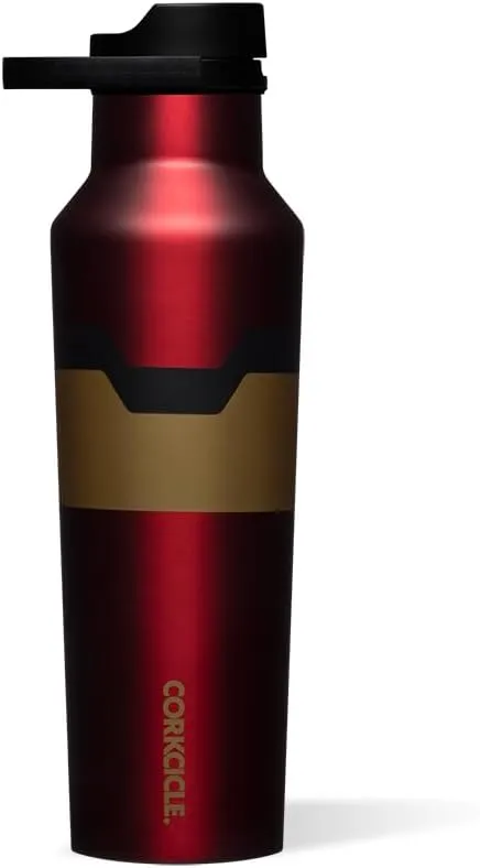 Corkcicle x Marvel Iron Man Sport Canteen Insulated Tumbler, 20 oz – Reusable Water Bottle Keeps Beverages Cold for 25 Hours & Hot 12 Hours – Cupholder Friendly Tumbler with Screw-On Cap