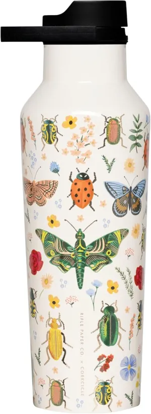 Corkcicle x Rifle Paper Co. Sport Canteen Insulated Tumbler, Curio Cream, 20 oz – Reusable Water Bottle Keeps Beverages Cold for 25hrs, Hot 12hrs – Cupholder Friendly Tumbler with Screw-On Cap