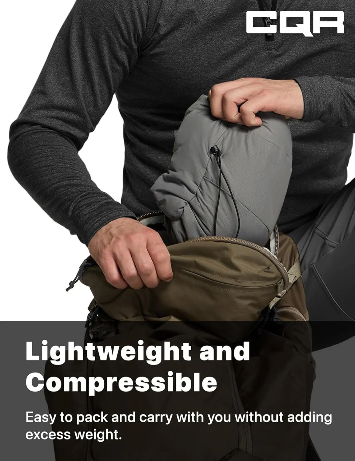 CQR Men's Insulated Hooded Tactical Jacket, Lightweight Mid-Layer Warm Hoodie, Water Resistant Full Zip Hiking Work Coat