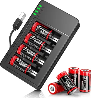 CR123A 3.7V Lithium Batteries 8 Packs, 800mAh Rechargeable Batteries for Arlo Wireless Cameras VMC3030 VMK3200 VMS3330 3430 3530 and Flashlights Polaroid Microphone