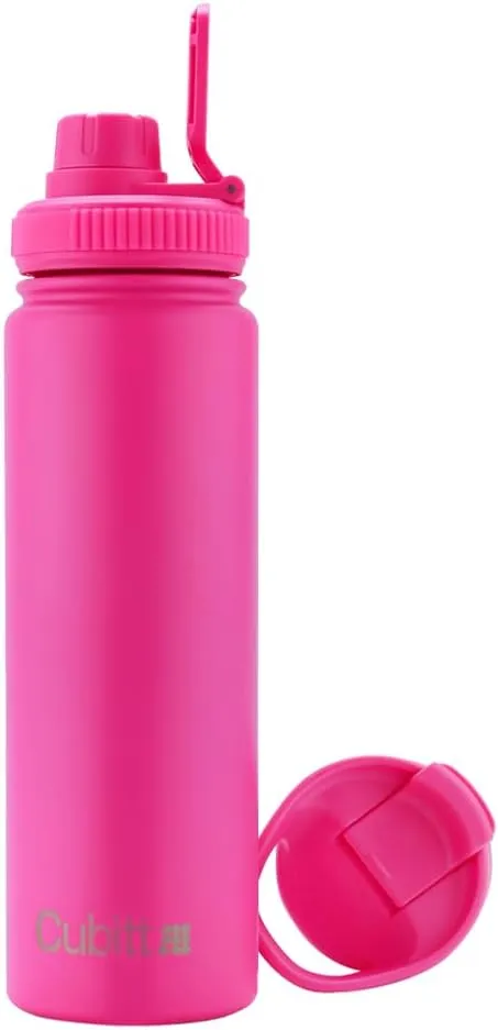 Cubitt Insulated Sports Hydro Water Bottle 24 oz, 2 Lids (Coffee Lid and Wide Mouth Twist Sports Lid), Stainless Steel, Double Walled. Cold for up to 24 hours, Hot for up to 12 hours Sand