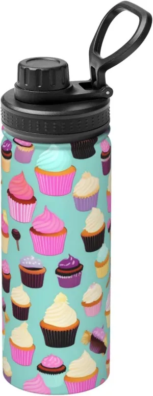 Cupcake Pattern Sports Insulated Water Bottle - Premium 18 oz. Stainless Steel Hydration Bottle for Outdoor Enthusiasts