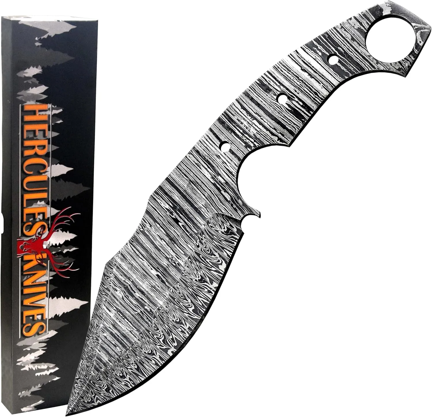 Custom Hand Forged Damascus Steel Blank Blade Tactical Hunting Knife DIY Damascus Blade Billet Camping Survival Blade knife kits Full Tang Handmade Knife Making Supplies