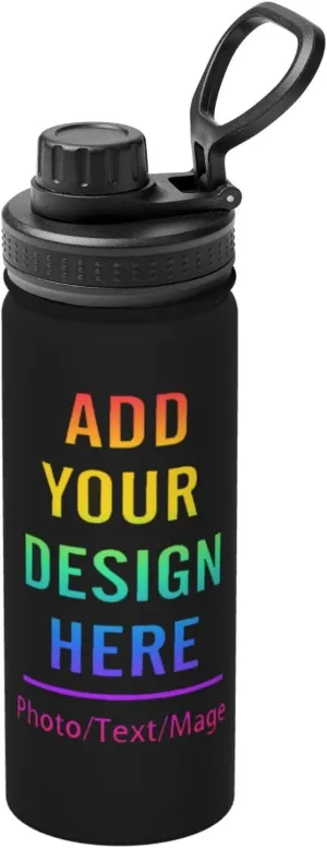 Custom Sports Insulated Kettle 18 OZ Customized Sports Kettle Personalized Design Your Own Photo Name Logo Stainless Steel Thermos Bottle, Gifts for Outdoor Sports Camping