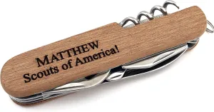 Custom Wood Multi Tool Pocket Knife Engraved