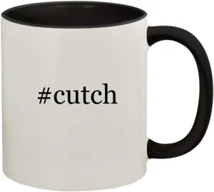#cutch - 11oz Ceramic Colored Handle and Inside Coffee Mug Cup, Black