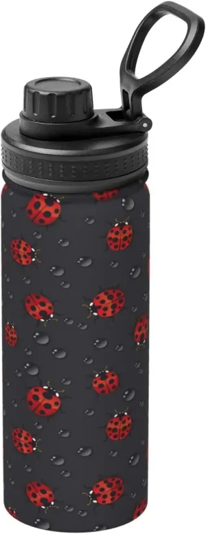 Cute Ladybugs Insulated Water Bottle With Handle 18oz Leak Proof Stainless Steel Water Bottle With Spout Lid Bpa Free Double Wall Insulated Sports Water Bottle For School, Sports, Gym