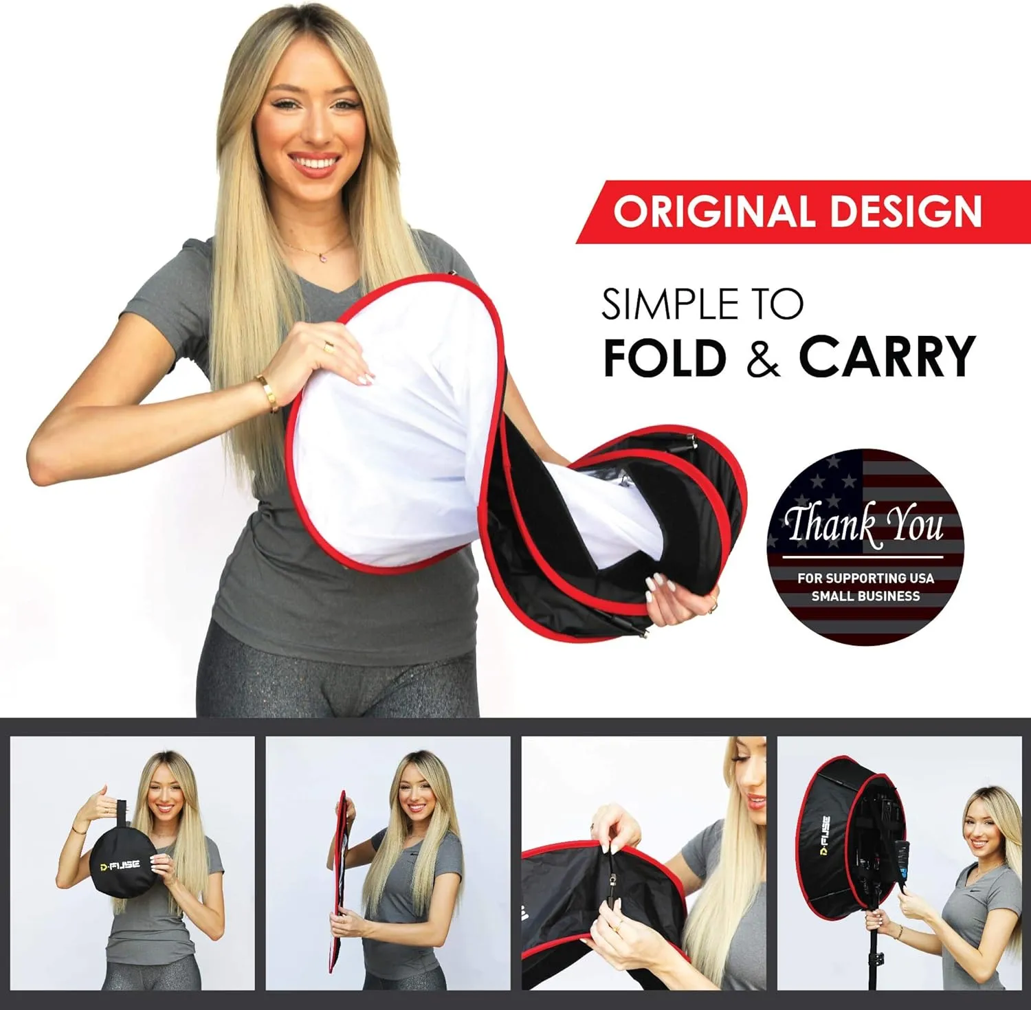 D-Fuse Trapezoid LED Light Panel Softbox: 11.5"x11.5" Opening, Foldable Portable Light Diffuser, Carrying Bag, Strap Attachment, Portrait Photography, Photo Video, 3pcs Combo