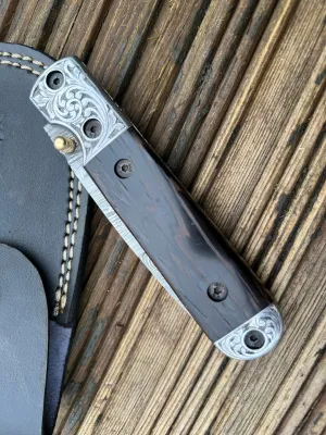 Damascus Folding Knife Damascus Steel Pocket Knife One Kind of Handmade Damascus Steel Knife Camping Knife Hunting Knife Beautiful Gift Hunting Gift - NGF21