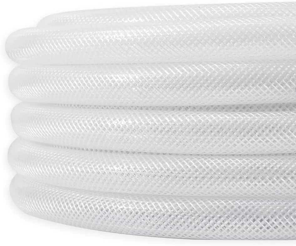 DAVCO 1/2" ID × 100 ft Heavy Duty Braided Clear Plastic Vinyl Tubing, Flexible High Pressure Reinforced PVC Vinyl Tube Hose, Non-toxic, BPA Free