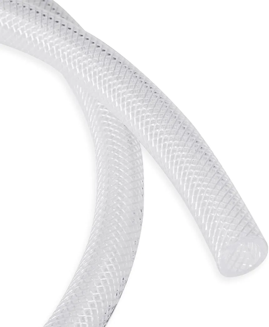 DAVCO 1/2" ID × 100 ft Heavy Duty Braided Clear Plastic Vinyl Tubing, Flexible High Pressure Reinforced PVC Vinyl Tube Hose, Non-toxic, BPA Free