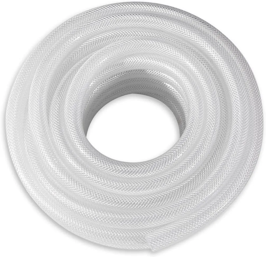 DAVCO 1/2" ID × 100 ft Heavy Duty Braided Clear Plastic Vinyl Tubing, Flexible High Pressure Reinforced PVC Vinyl Tube Hose, Non-toxic, BPA Free